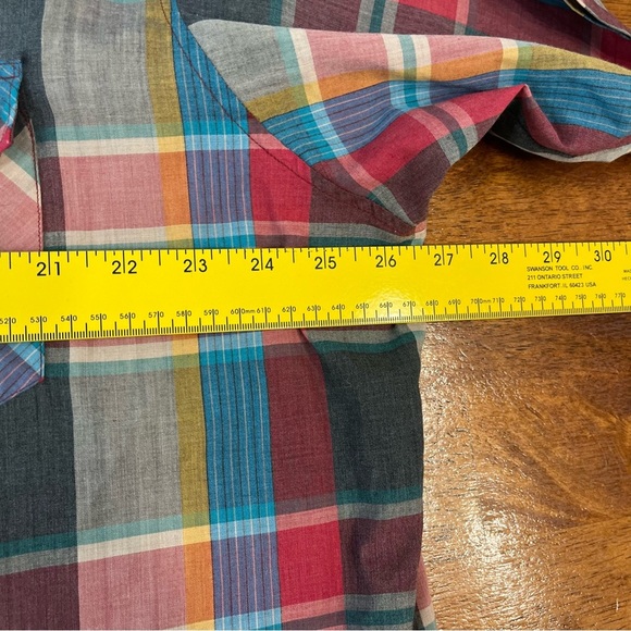 Vintage Rustler red cream plaid button down pearl buttons size XXL x-long tails - Picture 4 of 8